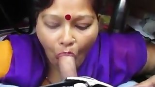 Desi aunty brawny blowjob with the addition of deepthroat drank cum